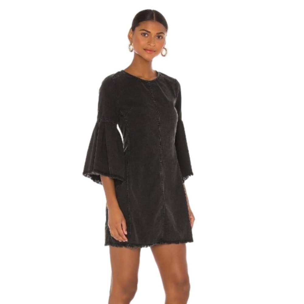 NWT Free People We the Free Reckless Life Washed Black Denim Mini Dress Size 8 - Picture 1 of 10